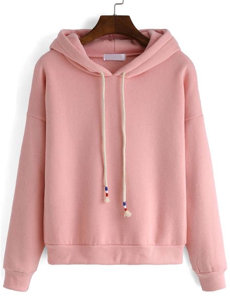 Hooded Drawstring Loose Pink Sweatshirt Fashion Clothes Casual Outfits