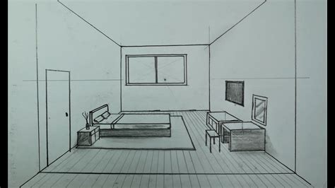 How To Draw A Bedroom Interior In 1 Point Perspective In 2022
