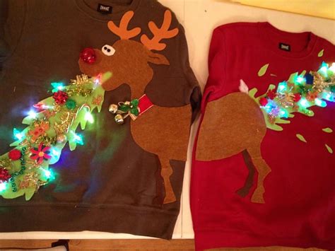 ugly christmas sweater couple sweater vomiting reindeer with etsy