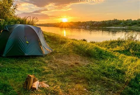 Photography Summer Camping Background 10x8ft Outdoor Riverside Tent