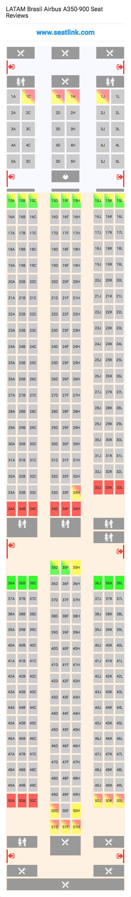 The aircraft has a modified fuel system that increases the fuel capacity by 24,000 liters without requiring additional tanks. LATAM Brasil Airbus A350-900 (359) Seat Map | Airline ...