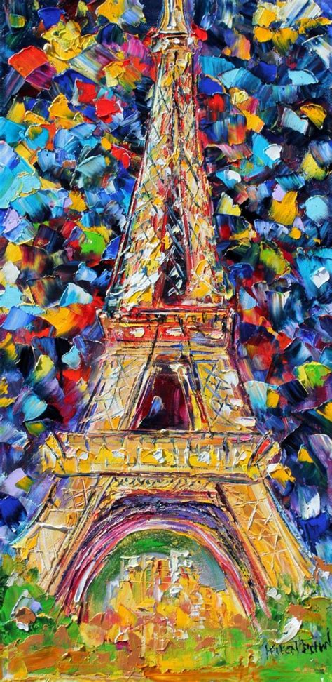 Paris Eiffel Tower Oil On Canvas Landscape By Karensfineart