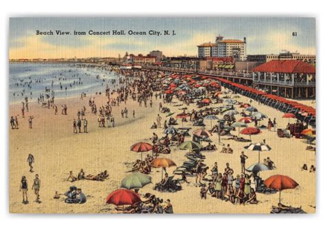 Ocean City New Jersey Beach View From Concert Hall Postales Vintage