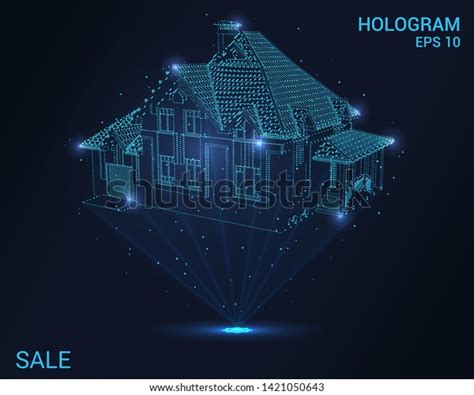 Hologram House Holographic Projection Home Sale Stock Vector Royalty