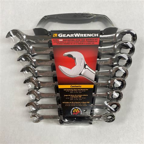 Gearwrench 8 Piece Sae Ratcheting Open End Wrench Set 516 34