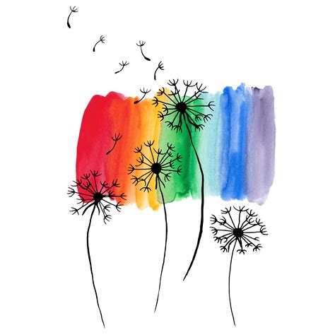 rainbow dandelion dtf print 171 designs