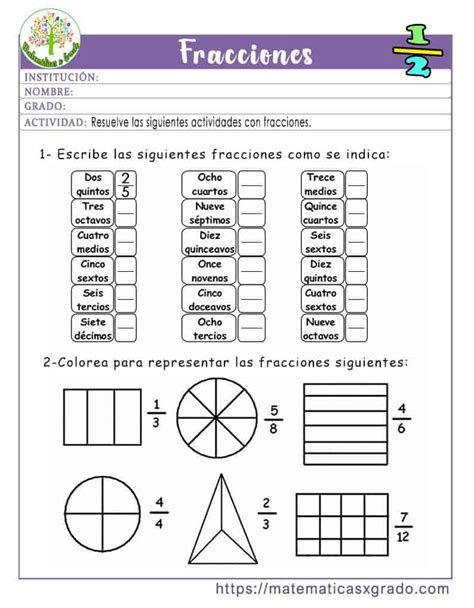 Ejercicios De Fracciones Para Cuarto Grado Matemáticas X Grado