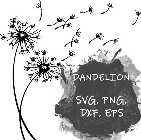 Dandelion Blowing Breeze Digital Svg Png Dxf Eps Zip Instant