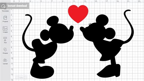 Mickey And Minnie Kissing Svg Disney Mickey Mouse Svg Love Silhouette