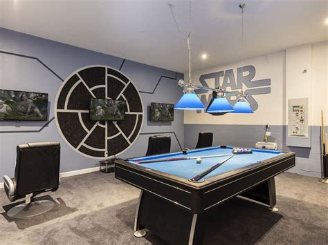 Star Wars Themed Games Room With Pool And Air Hockey Tables Star Wars
