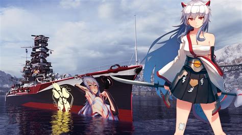 World Of Warships X Azur Lane Mod Hyuuga Gameplay Youtube