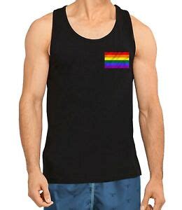 Men S Chest Rainbow Flag Black Tank Top T Shirt Gay Pride Lesbian Lgbt