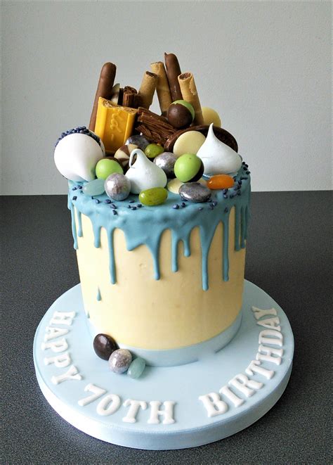 Blue And Chocolate Drip Cake