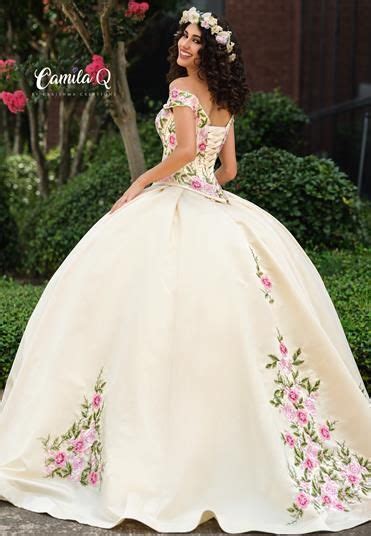 Camila Q Quinceanera Dress 1006 Off Shoulder Floral Ballgown Corset Two Piece Dress In 2022