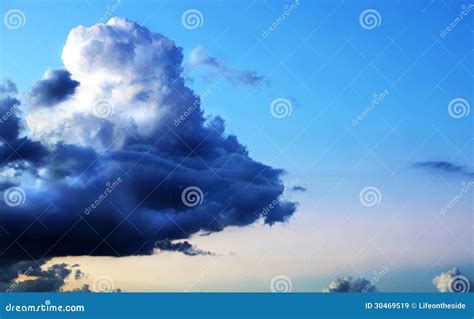Dramatic Unique Storm Cloud On Beautiful Blue Sky Stock Image Image