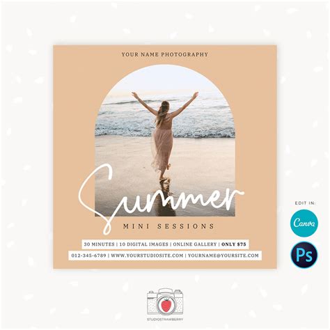 Summer Mini Session Template For Canva And Photoshop Photo Arch