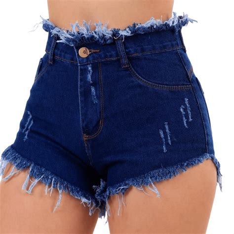 Short Jeans Feminino Desfiado Destroyed Cintura Alta Modela Bumbum Shopee Brasil
