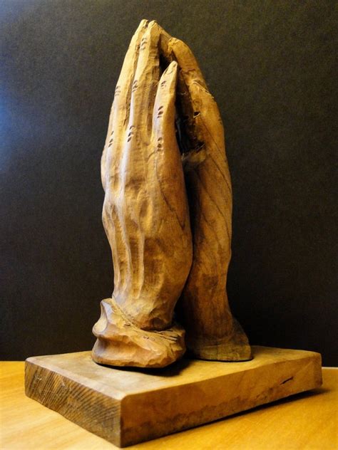 Hand Carved Wooden Praying Hands Sculpture