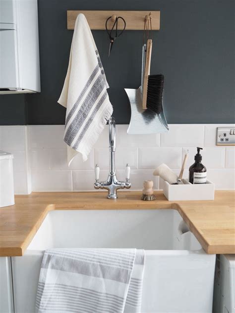 Solid oak worktops from basix is a rustic solid wood 40mm stave construction countertop, direct home delivery, professionally sanded for a beautiful finish simply oil or wax to create a perfect finish. Utility Room Makeover {Claire's Light and Bright Utility ...
