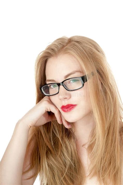 Portrait Of Beautiful Young Girl In Glasses Stock Image Image Of