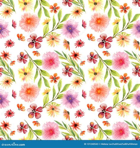 Seamless Floral Watercolor Pattern Stock Illustration Illustration Of