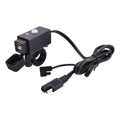 Waterproof Motorcycle Usb Charger Adapter With Sae Quick Connector And Power Switch V A