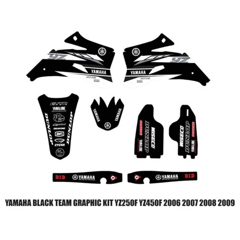 yamaha black team graphics yamaha yz250f yz450f yzf250 yzf 2006 2007 2008 2009 65 95 picclick