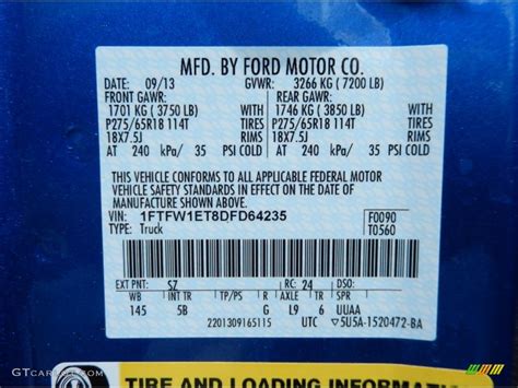 2013 Ford F150 Fx4 Supercrew 4x4 Color Code Photos