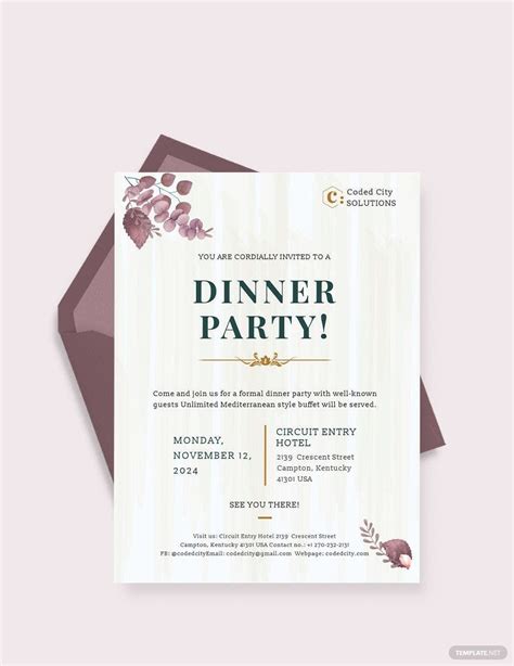 Dinner Invitation Template In Word Polito Weddings
