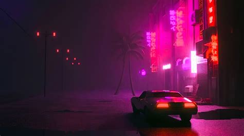 3840x2160 Synthwave Car On Street 4k Hd 4k Wallpapers Images