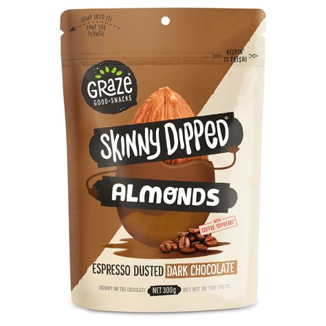 Skinny Dipped Almonds Espresso Dusted Dark Chocolate 300g Graze