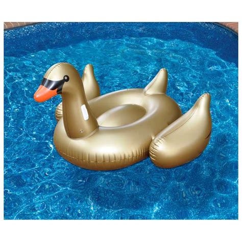 Swimline Giant Inflatable Ride On Golden Swan Float 90701