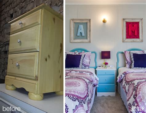 A platform bed has a base which consists of a raised, level horizontal solid frame, often with a section consisting of rows of flexible wooden slats or latticed structure meant to support just a mattress.this platform provides adequate, flexible support and ventilation for a mattress by. girl's shared bedroom. diy nightstand before and after ...