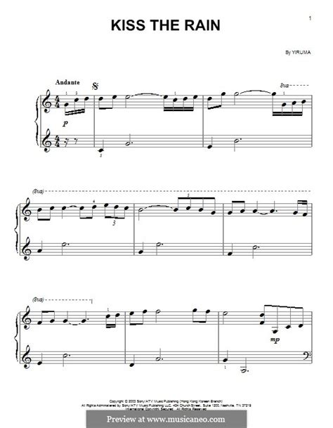 I think the notes should be extended in the sheet music; Kiss the Rain by Yiruma - sheet music on MusicaNeo