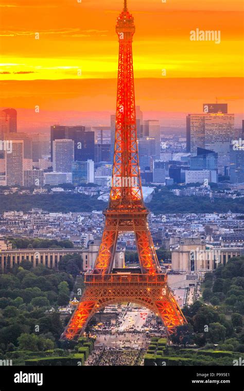 Paris France June 30 2017closeup Of Tour Eiffel In Sunset Sky From