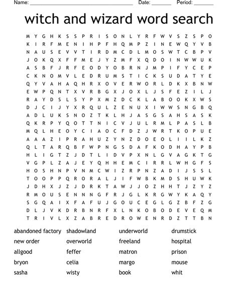 Witch And Wizard Word Search Wordmint