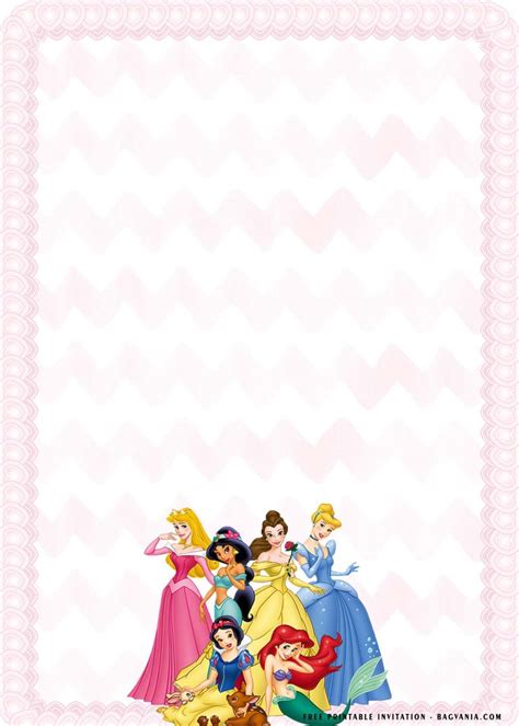 Free Printable Cute Disney Princess Birthday Invitation Templates