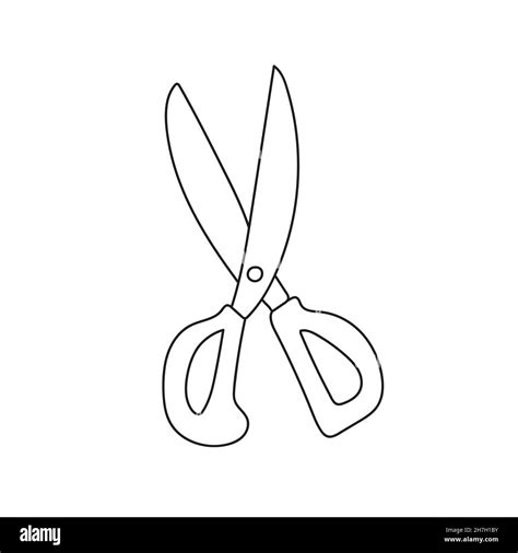Simple Coloring Page Outline Scissors On A White Background Cartoon