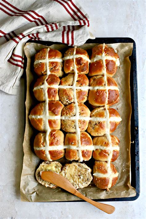 Savory Marmite And Five Seed Hot Cross Buns Food To Glow