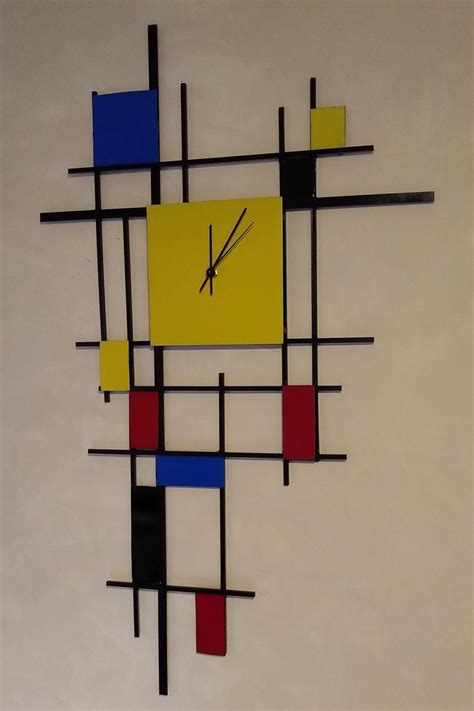 Hand Made All Metal Mondrian Style Clock By Mundorff Wood Wall Design