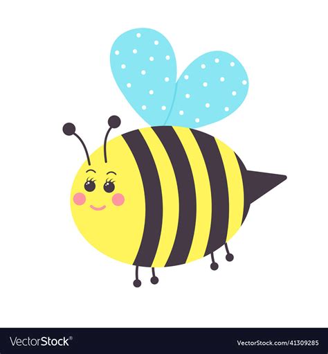 Cute Smiling Bee Cartoon Character Royalty Free Vector Image