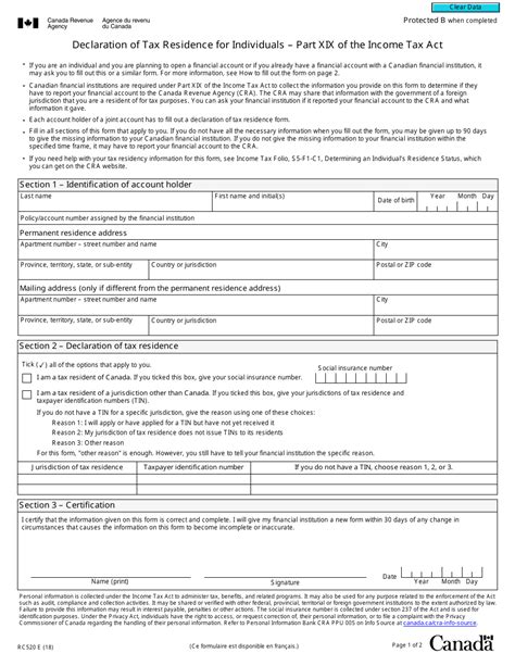 Form Rc520 Download Fillable Pdf Or Fill Online Declaration Of Tax