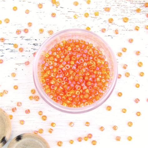 Orange Glass Seed Beads Size 12 Round —