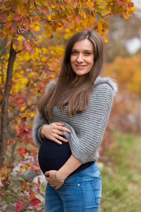 Beautiful Pregnant Brunette In Nature Stock Image Image Of Life Soft