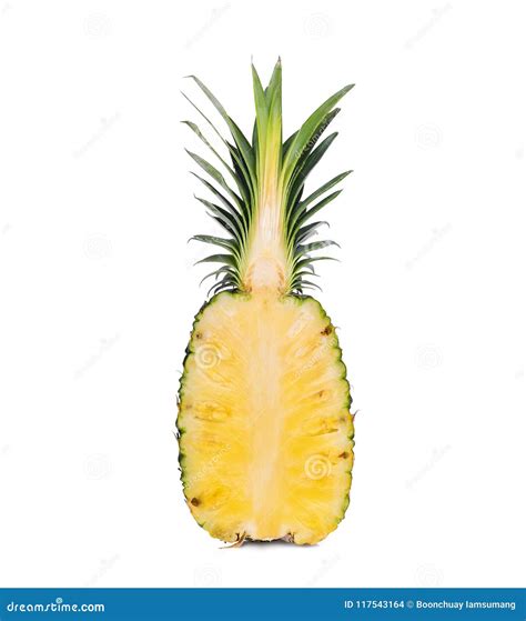Half Cut Ripe Pineapple Isolated On White Stock Photo Image Of