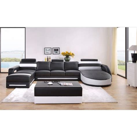 Divani Casa T337 Modern Black And White Bonded Leather Sectional Sofa