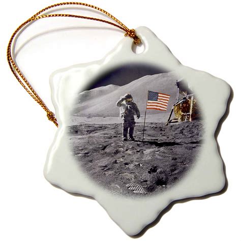 3drose Astronaut Dave Scott Salutes American Flag On The Moon