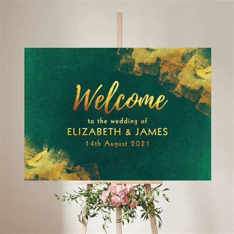 Emerald And Gold Wedding Welcome Sign From £4000 Each