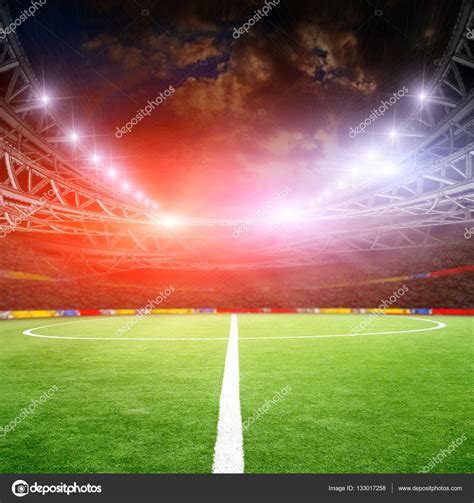 Soccer Field With Green Grass And Lights — Stock Photo © Jonson 133017258