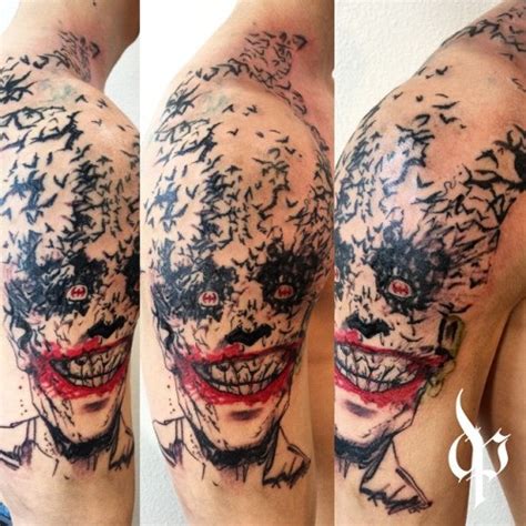 October is the spookiest month of the year, full of tricks, treats, and silly fears. Cool idea of spooky clown tattoo on shoulder ...
